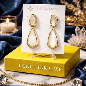 Kendra Scott Camry Drop Earrings Ivory Mother of Pearl Gold | Retired HTF